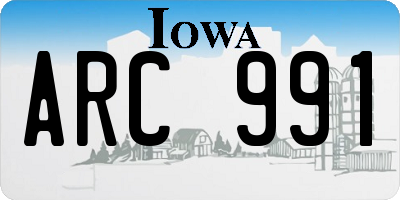 IA license plate ARC991