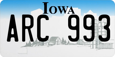 IA license plate ARC993