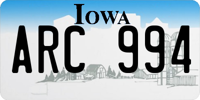 IA license plate ARC994