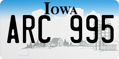 IA license plate ARC995