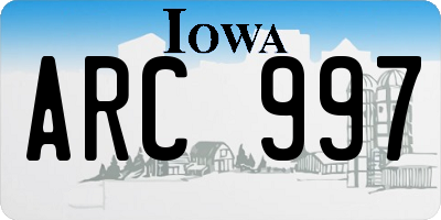 IA license plate ARC997