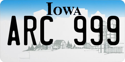 IA license plate ARC999