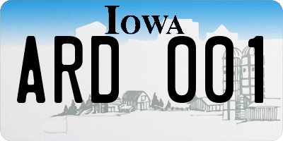 IA license plate ARD001