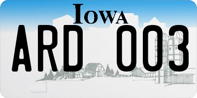 IA license plate ARD003