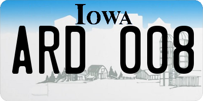 IA license plate ARD008