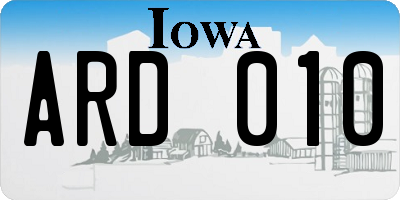 IA license plate ARD010