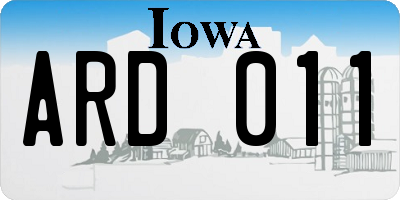 IA license plate ARD011