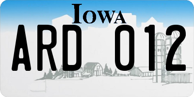 IA license plate ARD012