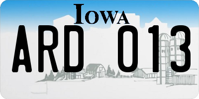 IA license plate ARD013