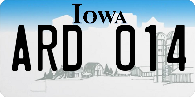 IA license plate ARD014