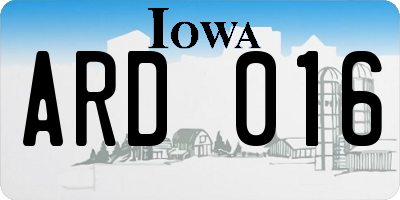 IA license plate ARD016