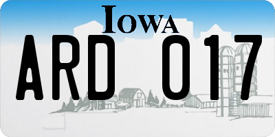IA license plate ARD017