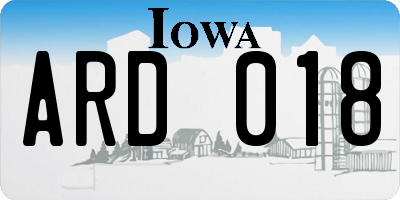 IA license plate ARD018