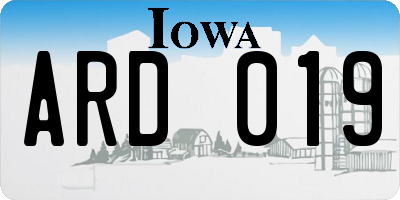 IA license plate ARD019