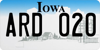 IA license plate ARD020