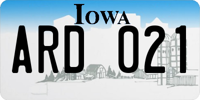 IA license plate ARD021