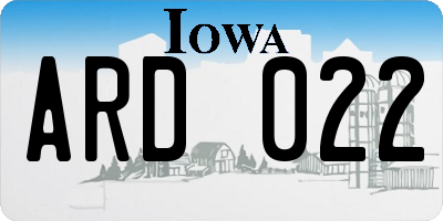 IA license plate ARD022