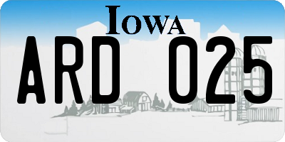 IA license plate ARD025