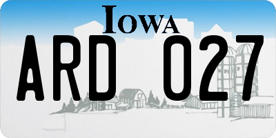 IA license plate ARD027