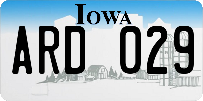 IA license plate ARD029