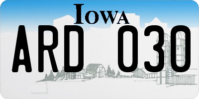 IA license plate ARD030