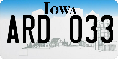 IA license plate ARD033