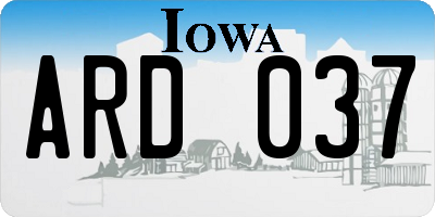 IA license plate ARD037