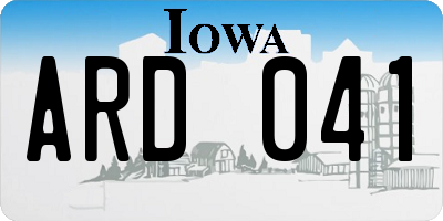 IA license plate ARD041