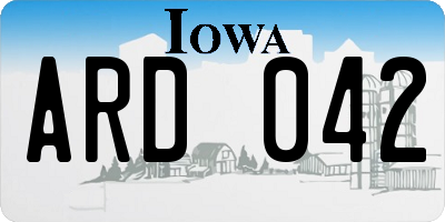 IA license plate ARD042