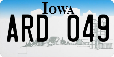 IA license plate ARD049
