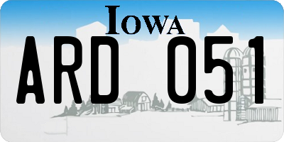 IA license plate ARD051