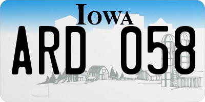 IA license plate ARD058
