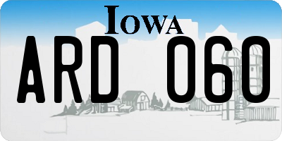 IA license plate ARD060