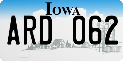 IA license plate ARD062