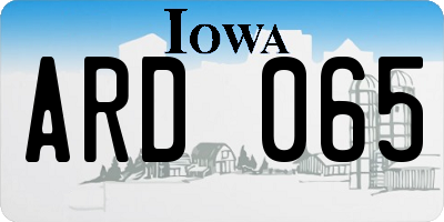IA license plate ARD065