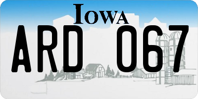 IA license plate ARD067