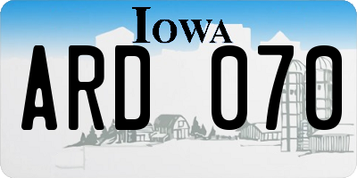 IA license plate ARD070