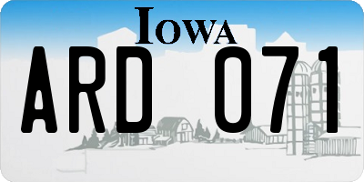 IA license plate ARD071