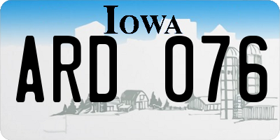 IA license plate ARD076