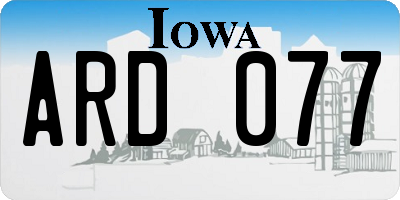IA license plate ARD077