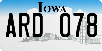 IA license plate ARD078