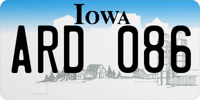 IA license plate ARD086