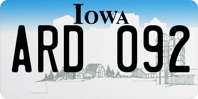 IA license plate ARD092