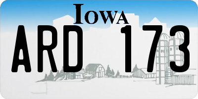 IA license plate ARD173