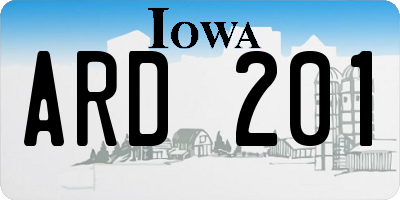 IA license plate ARD201