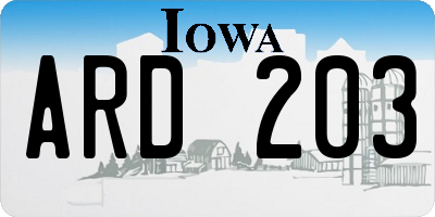 IA license plate ARD203