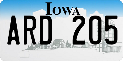 IA license plate ARD205