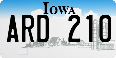 IA license plate ARD210