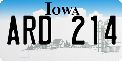IA license plate ARD214