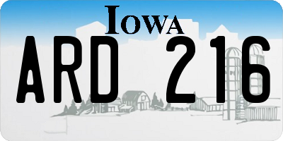 IA license plate ARD216
